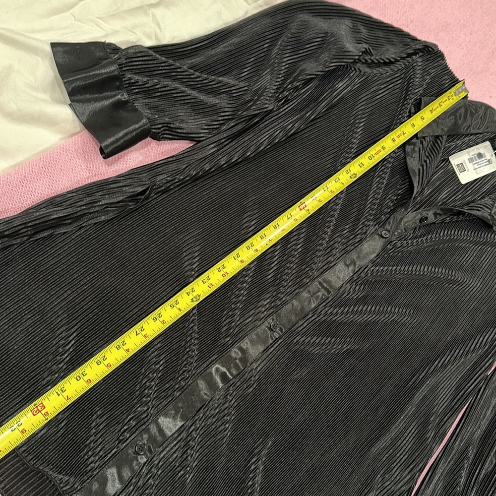 Rebdolls Jamila Plisse Button Up Blouse And Wide Plisse Leg Pant Black — image 3 of 8
